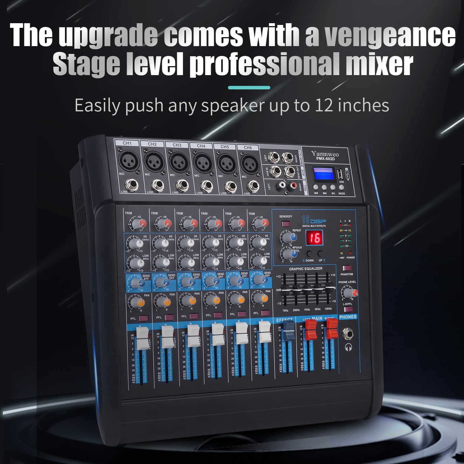 Amazon.com: Yamnweo PMX-602 6-Channel Professional Powered Mixer